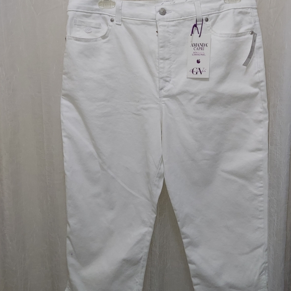 Gloria Vanderbilt All-Around Slimming White Capri Jeans sz 18 NWT